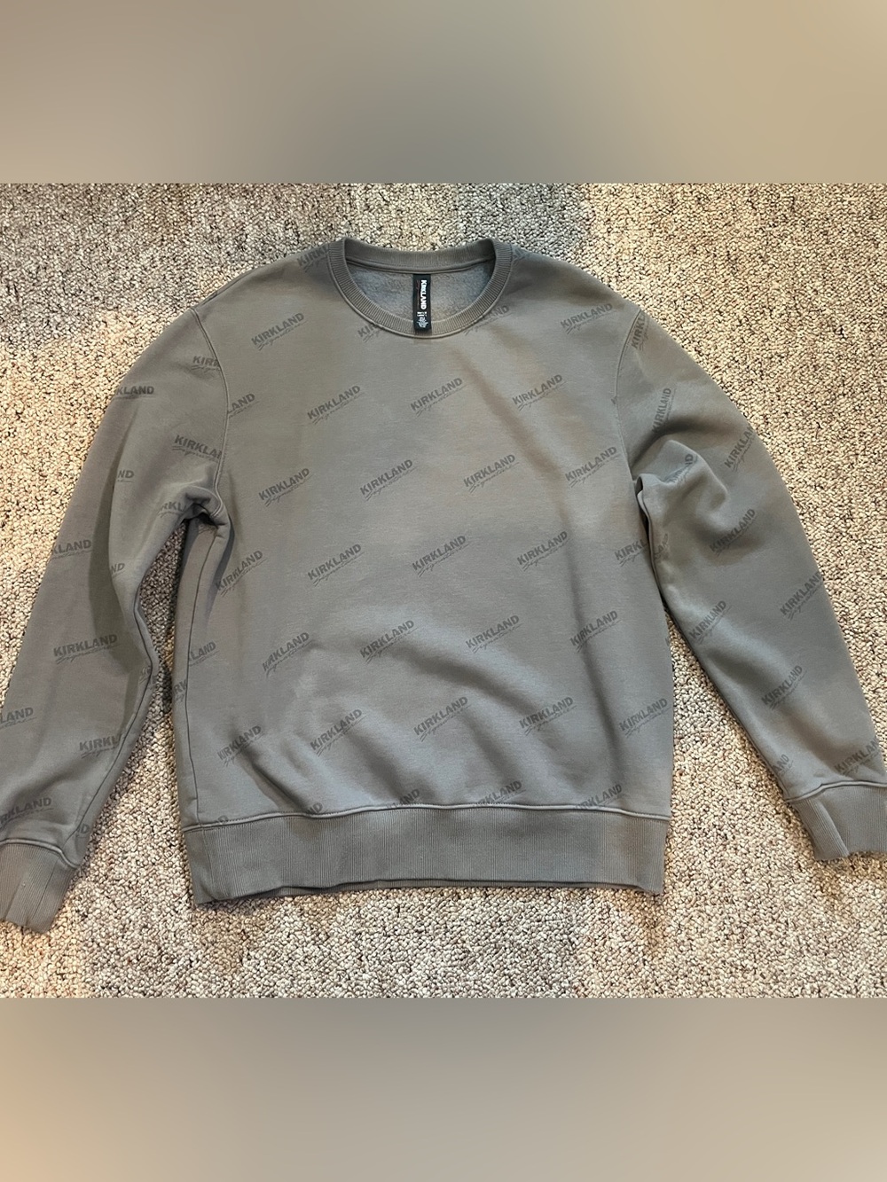 Kirkland Signature Gray Crewneck Sweatshirt with Subtle Logo